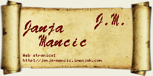 Janja Mančić vizit kartica